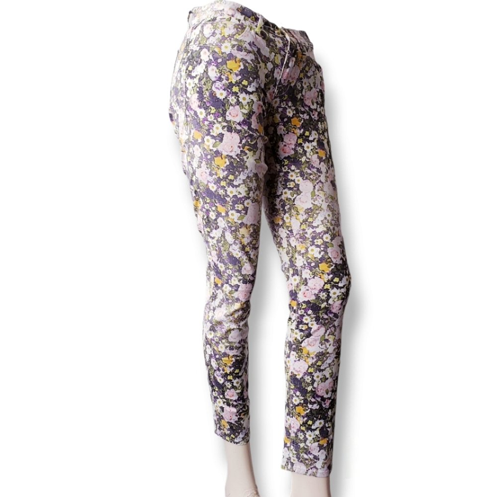 Madewell Floral Print Skinny Ankle Fit Jeans